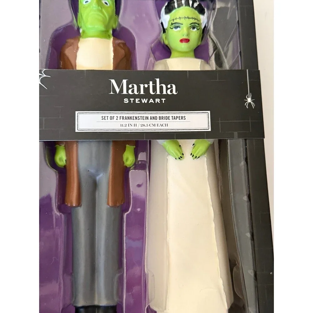 Martha Stewart Halloween Frankenstein and Bride Taper Candles Dark Wedding 11